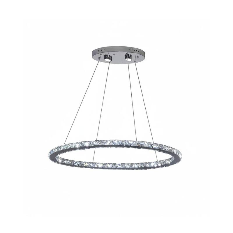 6-Light Chrome LED Chandelier With Clear Crystal Accents