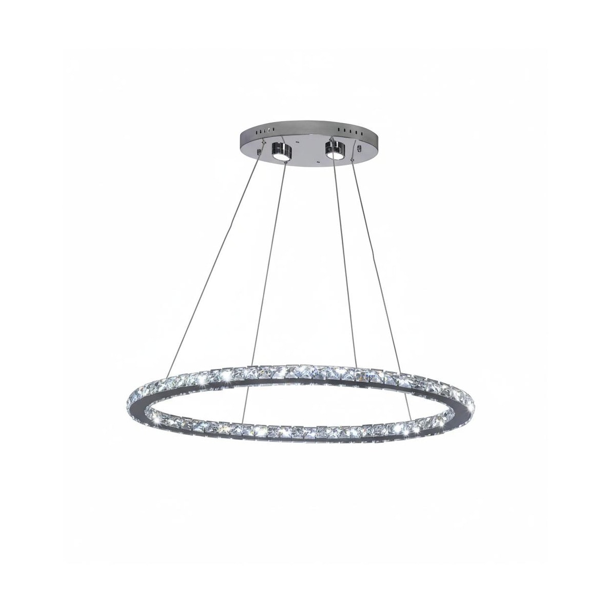 Transitional 6-Light Chrome LED Chandelier With Clear Crystal Accents
