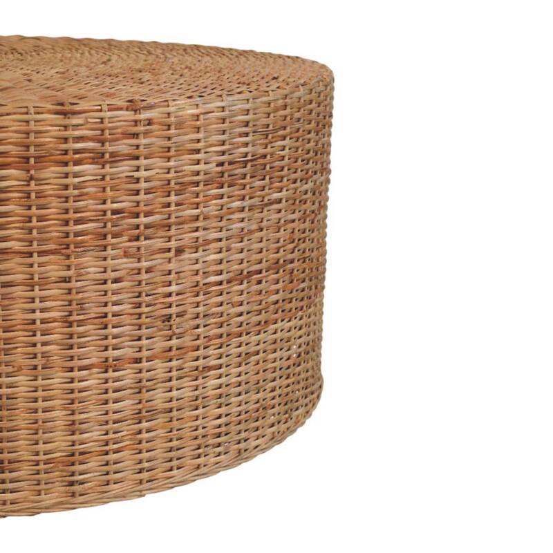 Artisan Furniture Solid Wood Regency Round Woven Coffee Table ,Brown,