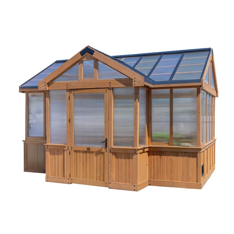 Backyard Discovery Savannah Chalet-Style 14.5' x 12' Cedar Greenhouse - Hobby - Wood