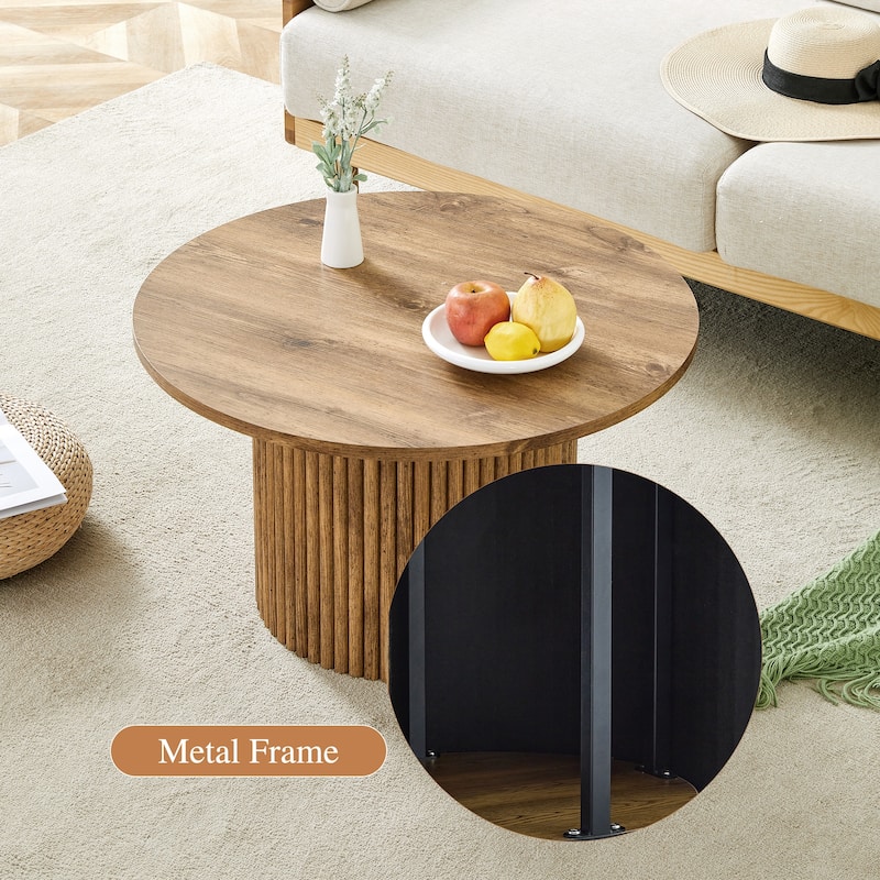 27.5" MDF Coffee Table with Roman Column Legs and Hidden Storage for Living Room