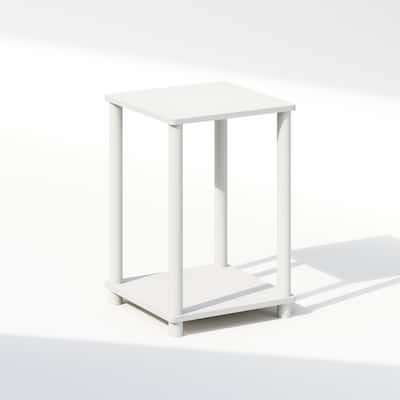 Furinno Turn-N-Tube Nightstand, Bedside Table, White/White