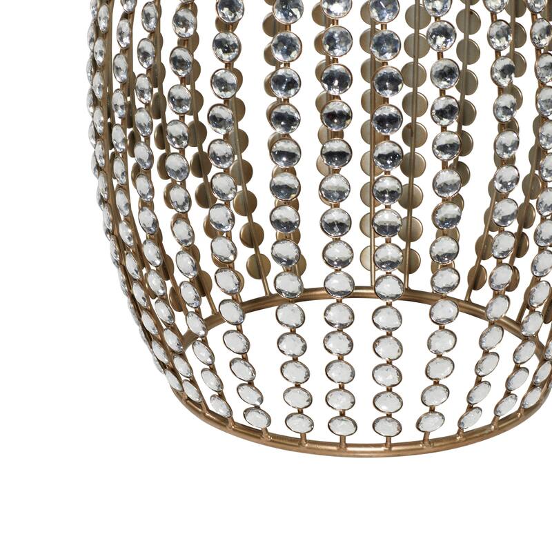 Metal Open Frame Accent Table with Crystal Embellishments - Gold or Black