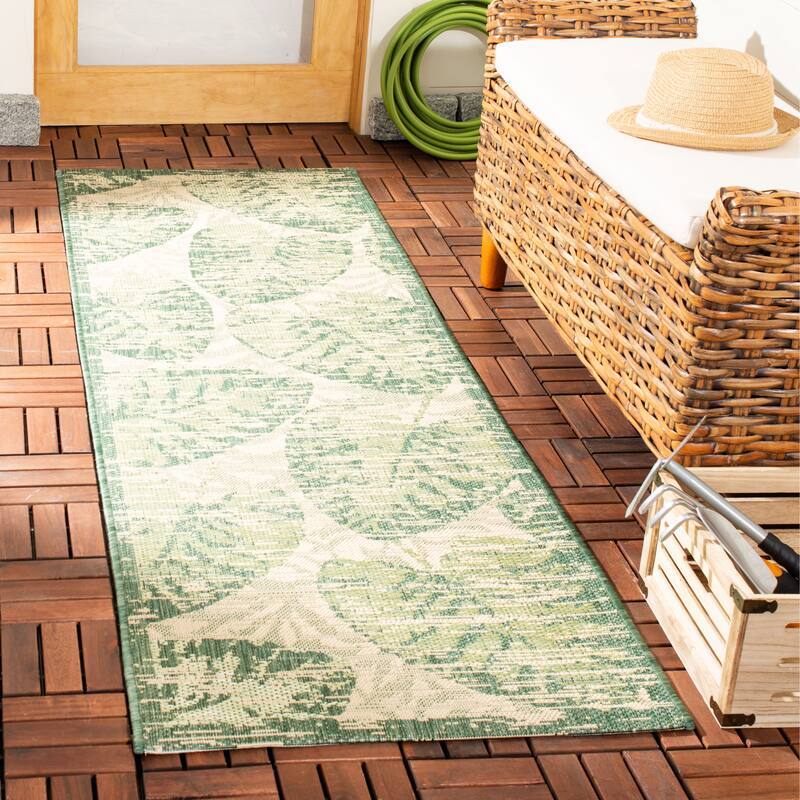 SAFAVIEH Courtyard Maelyss Indoor/ Outdoor Waterproof Patio Backyard Rug - 2'3" x 6'7" Runner - Beige/Green