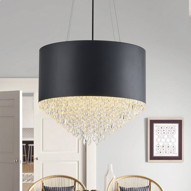 Modern Black or White Metal Drum Shape Pendant Light for Dining Room Kitchen Island