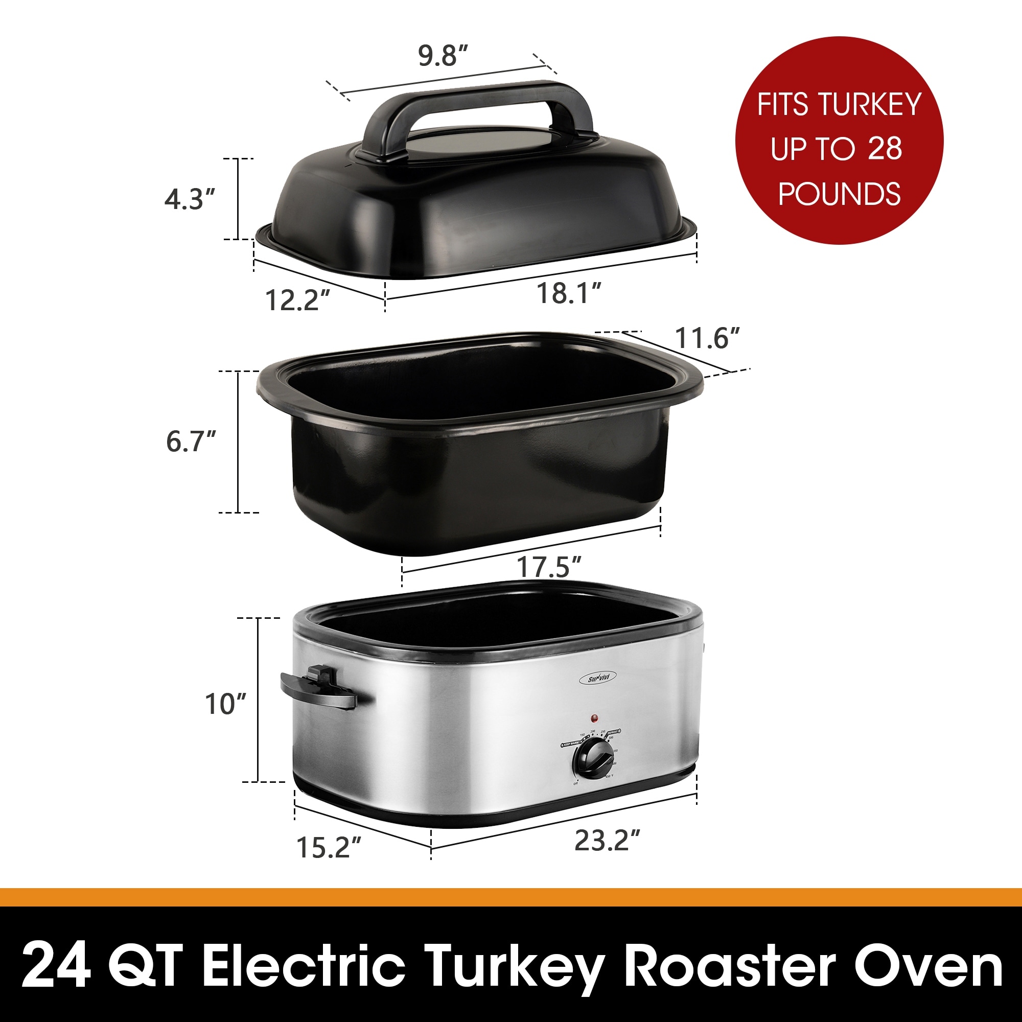 Roaster Oven, 24Qt Electric Roaster Oven, Turkey Roaster Oven