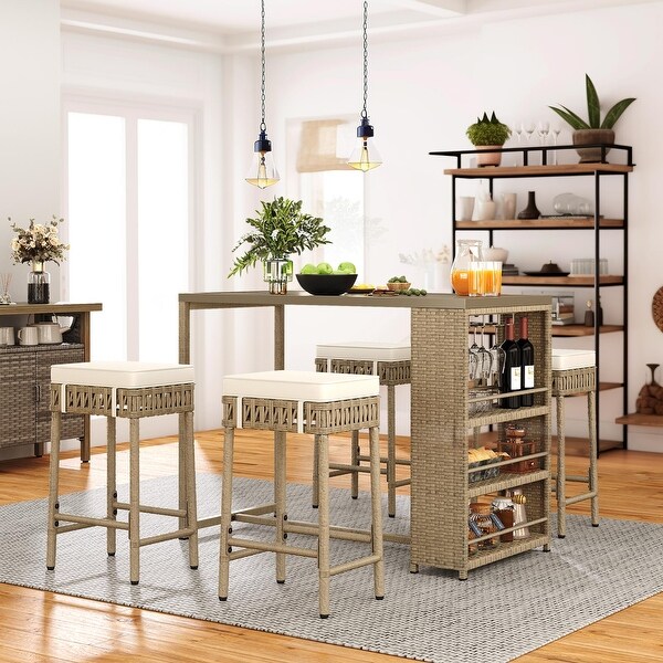 5 piece outdoor wicker bar set sale