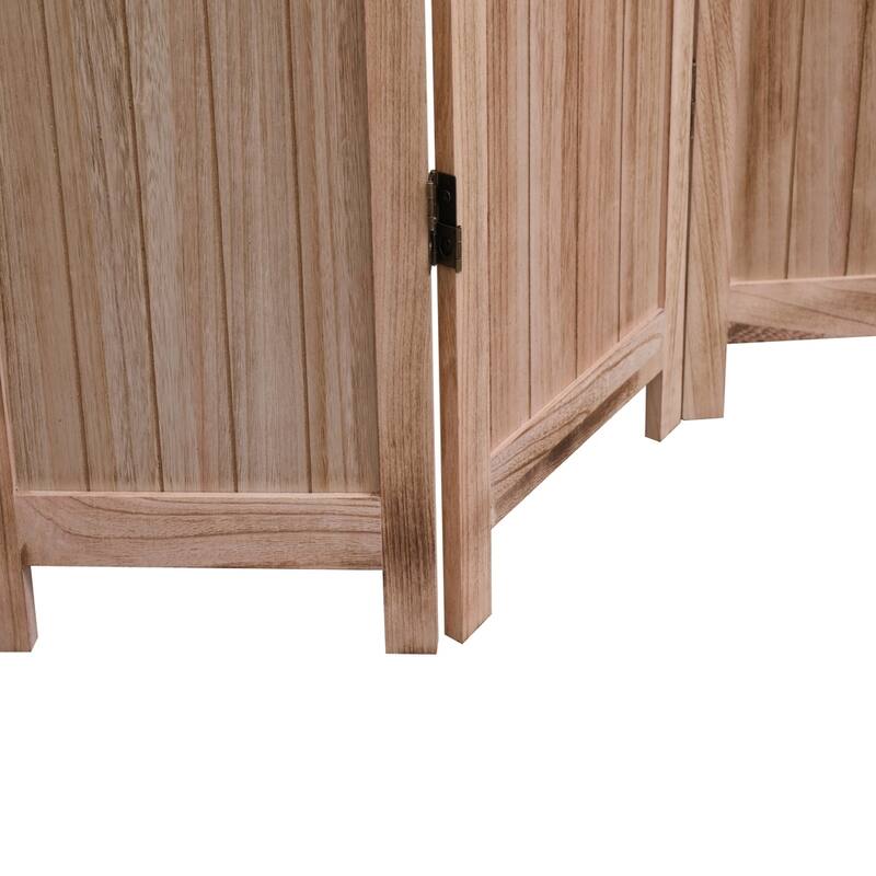 4/6 - Panel Solid Wood Folding Room Divider, Natural