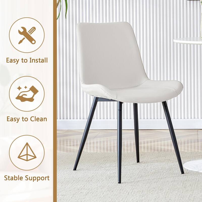 5 Piece Dining Table Set with 42 Inch Round MDF Top Glass Insert 4 PU Chairs