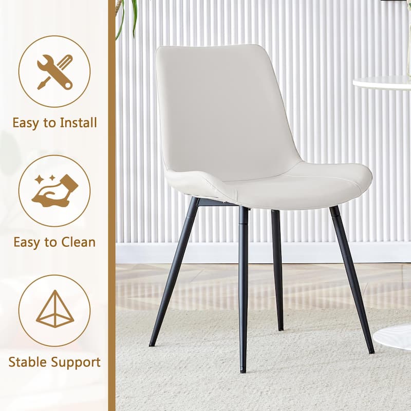 7 Piece Dining Table Set with 42 Inch Round MDF Top Glass Insert 4 PU Chairs