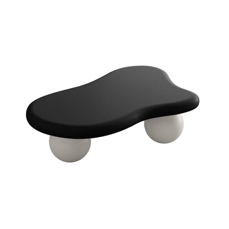 40 Inch Cloud Shaped Coffee Table with 3 Ball Legs for Living Room