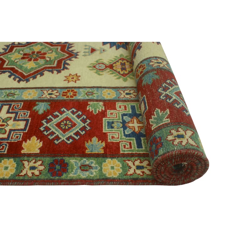 Noori Rug Kazak Clyftun Ivory/Red Rug - 6'6" x 9'6"