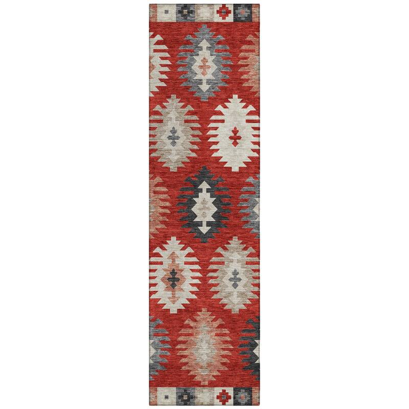 Machine Washable Indoor/ Outdoor Boho Tribal Chantille Rug