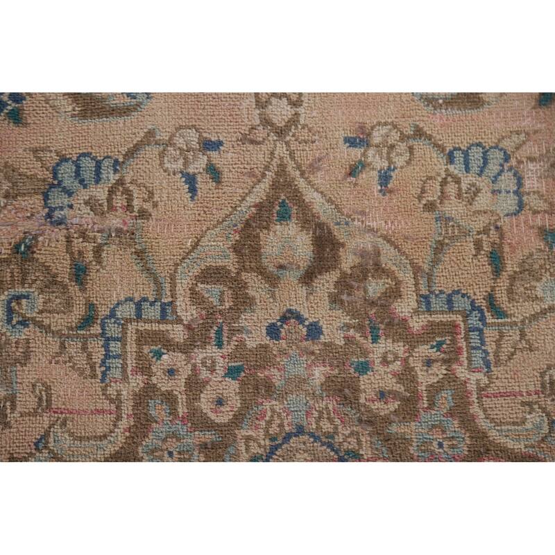 Hand Knotted Oriental 100% Wool Carpet Traditional Floral Peach Mashad Area Rug - 12' 6'' X 9' 7''