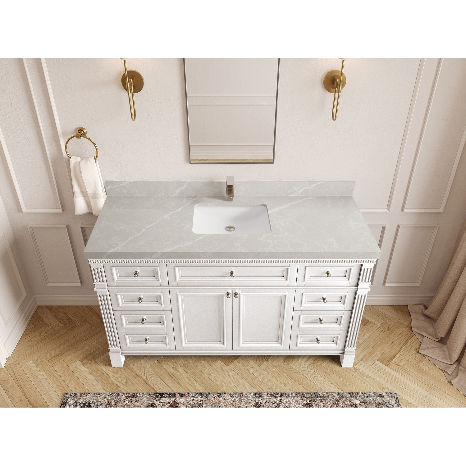 Willow Collections 60 in. W x 22 in. D Reeded Paris Single Sink Bathroom Vanity with Countertop