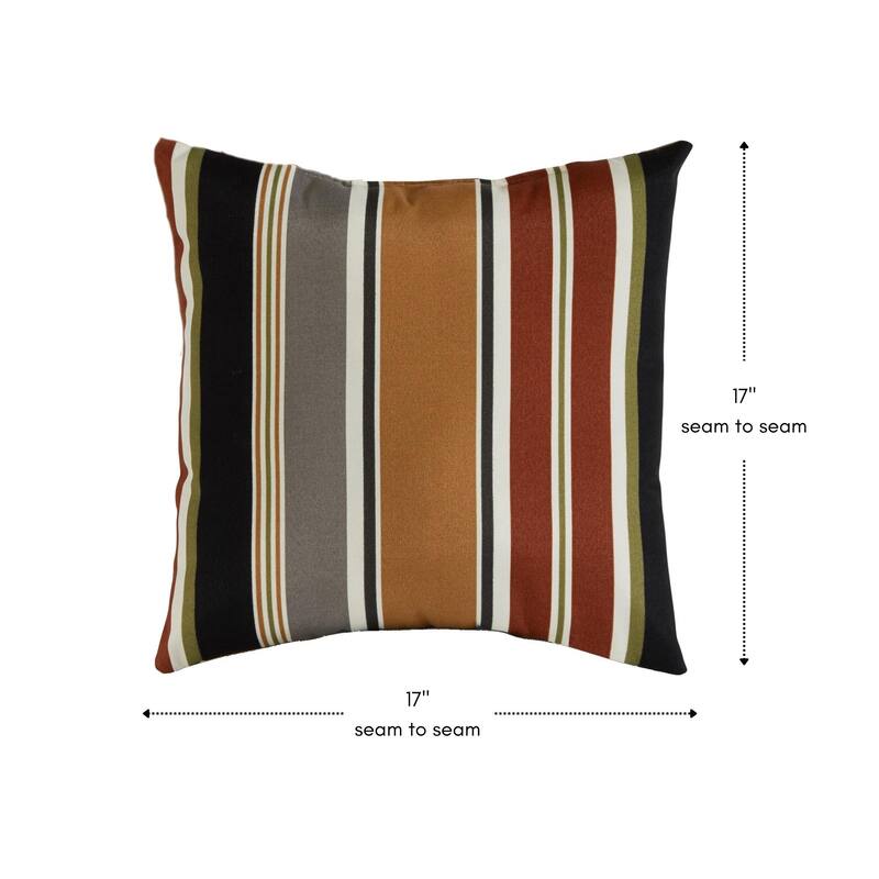 Brick Stripe Outdoor 17-inch Square Accent Pillow (Set of 2)