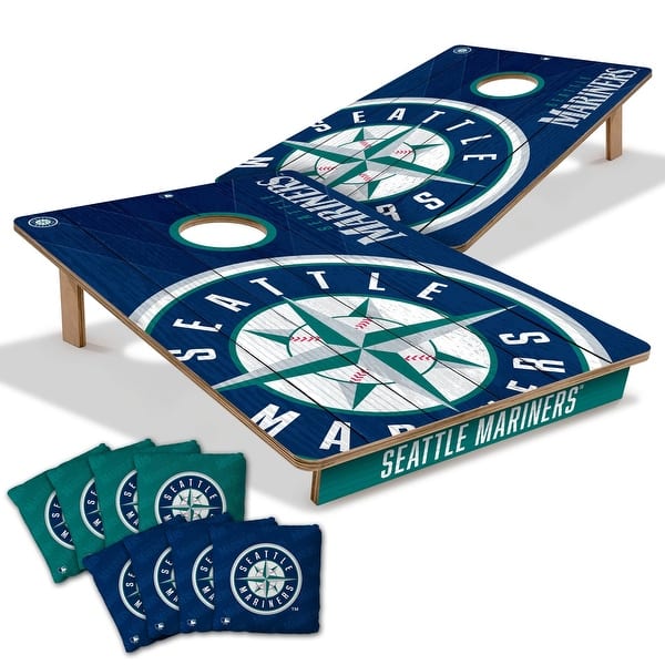 slide 2 of 7, Seattle Mariners MLB Tailgate Cornhole Board Set Include Carrying Case