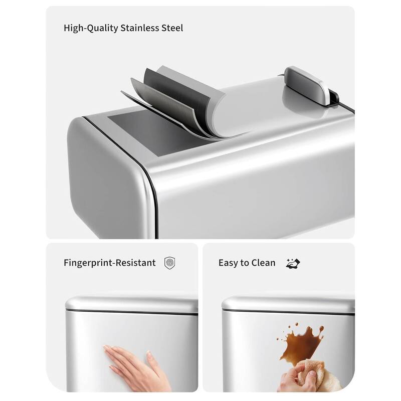 5.2 Gal Fingerprint-Proof Step Rubbish Bin, Trash Can for Bathroom, Kitchen