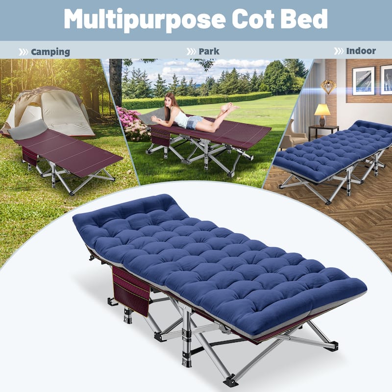 DoCred Folding Bed, Heavy Duty Outdoor Camping Cot with Carry Bag
