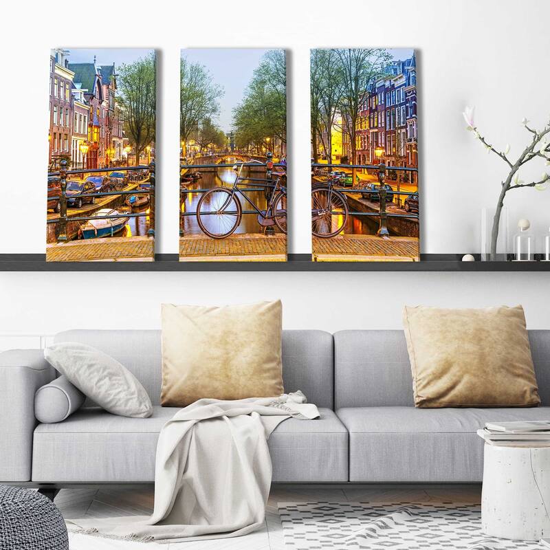 "Amsterdam Bicycle" 3 Piece Set on Canvas