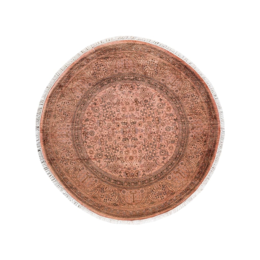 Overton Hand Knotted Wool Vintage Inspired Modern Contemporary Overdyed Pink Round Area Rug - 4' 1" x 4' 1"