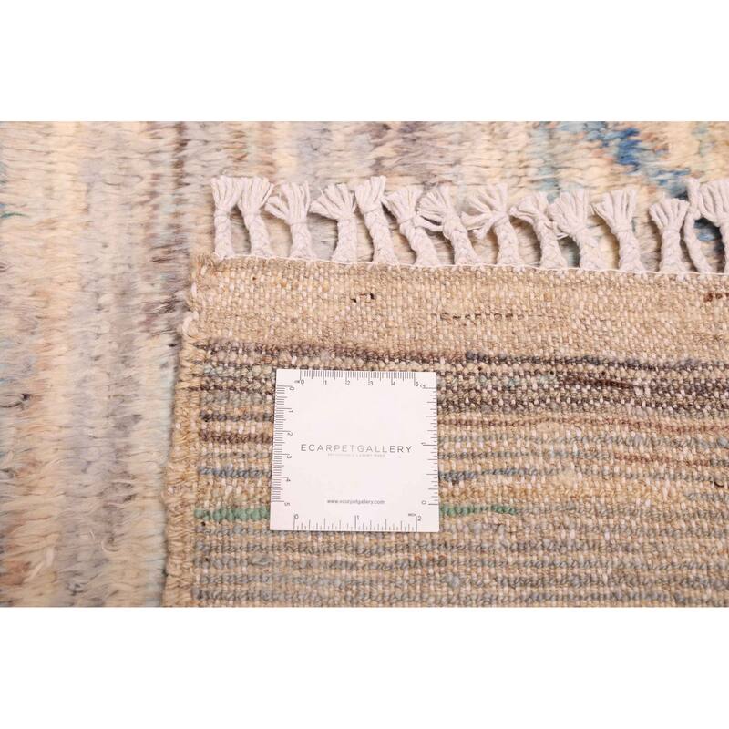 ECARPETGALLERY Hand-knotted Pak Finest Marrakesh Light Blue, Light Grey Wool Rug - 9'1 x 9'10