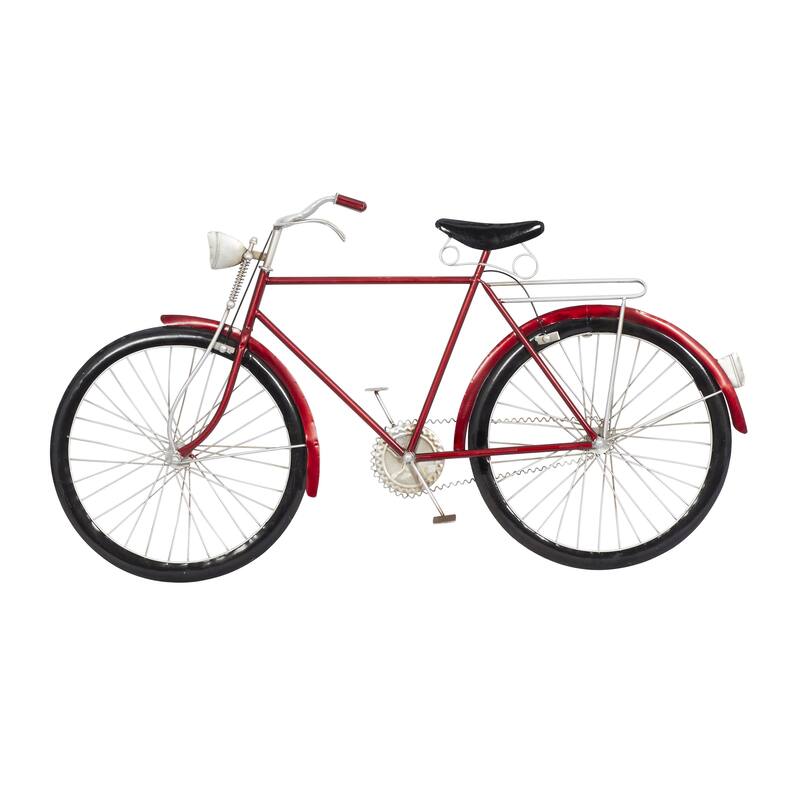 Metal Bike Wall Decor with Seat and Handles - Red - Roche River Decor - Red