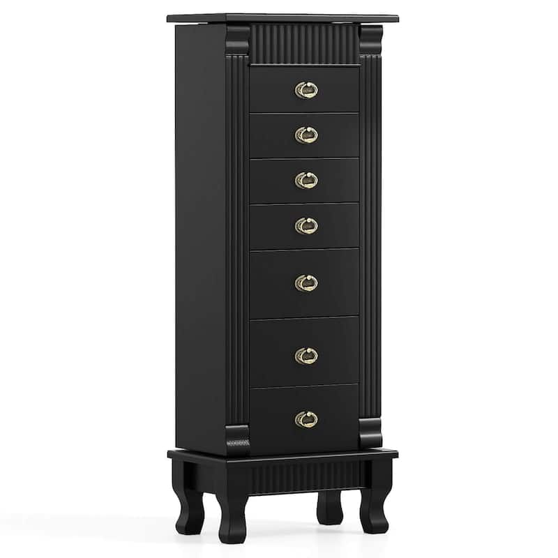 Costway Jewelry Cabinet Armoire Box Storage Chest Stand Organizer Wood - See Details