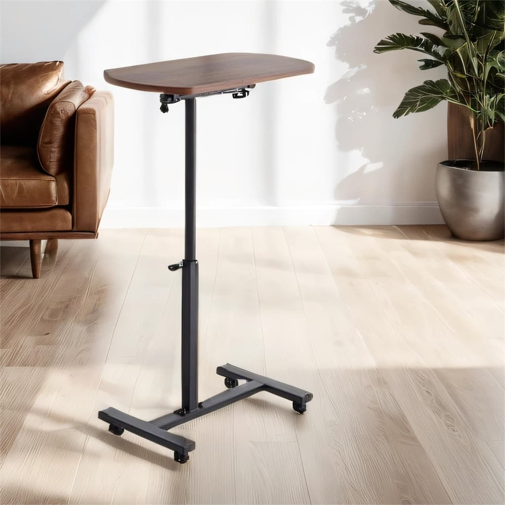 Height Adjustable Sofa Side Table with Metal Frame,Laptop Holder