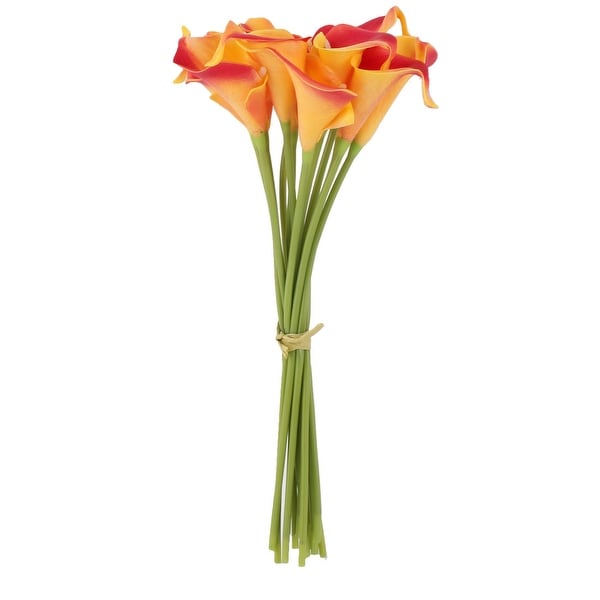 Wedding Party Decor PU Calla Lily Artificial Flowers Bouquet Yellow Red 12 Pcs