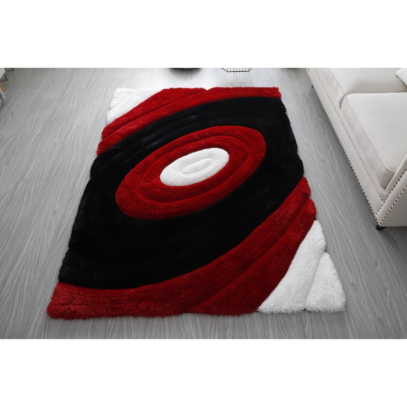 Mateos Shag Collection Red/Black Area Rug