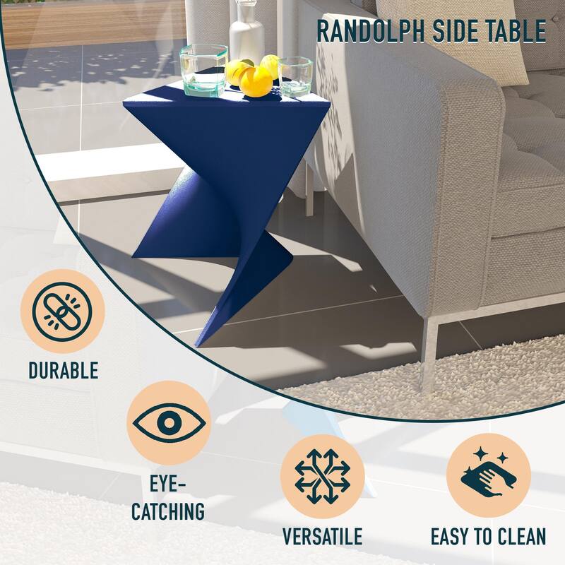 LeisureMod Randolph Modern Side Table - Grey - 15.5 x 17 x 17