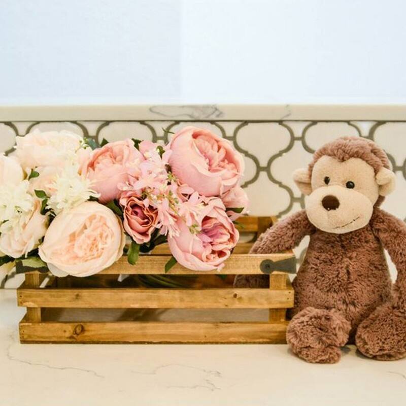 Natural wood crate with metal corner design