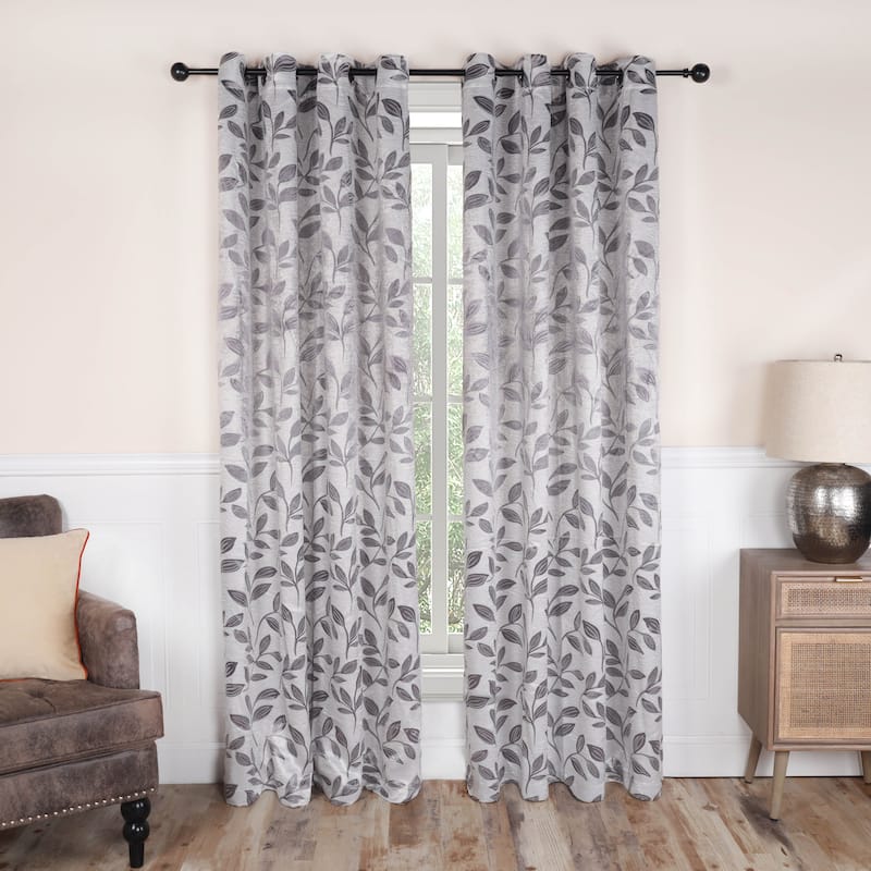Superior Modern Bohemian Leaves Room Darkening Curtains with Grommets