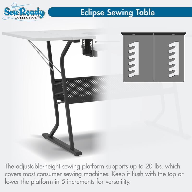 Sew Ready Eclipse Sewing Crafting Office Table with Folding Top and Adjustable Platform