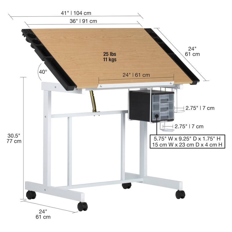 Studio Designs Deluxe Mobile Drawing and Craft Table with Storage