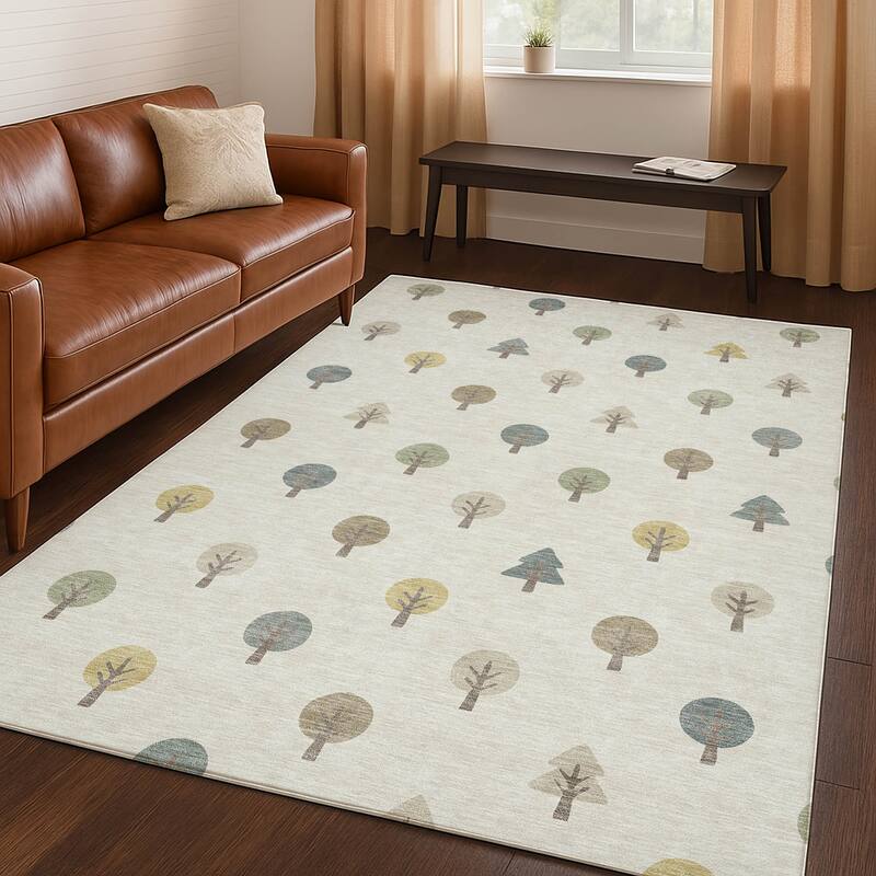 Machine Washable Indoor/ Outdoor Modern Mulvane Chantille Rug