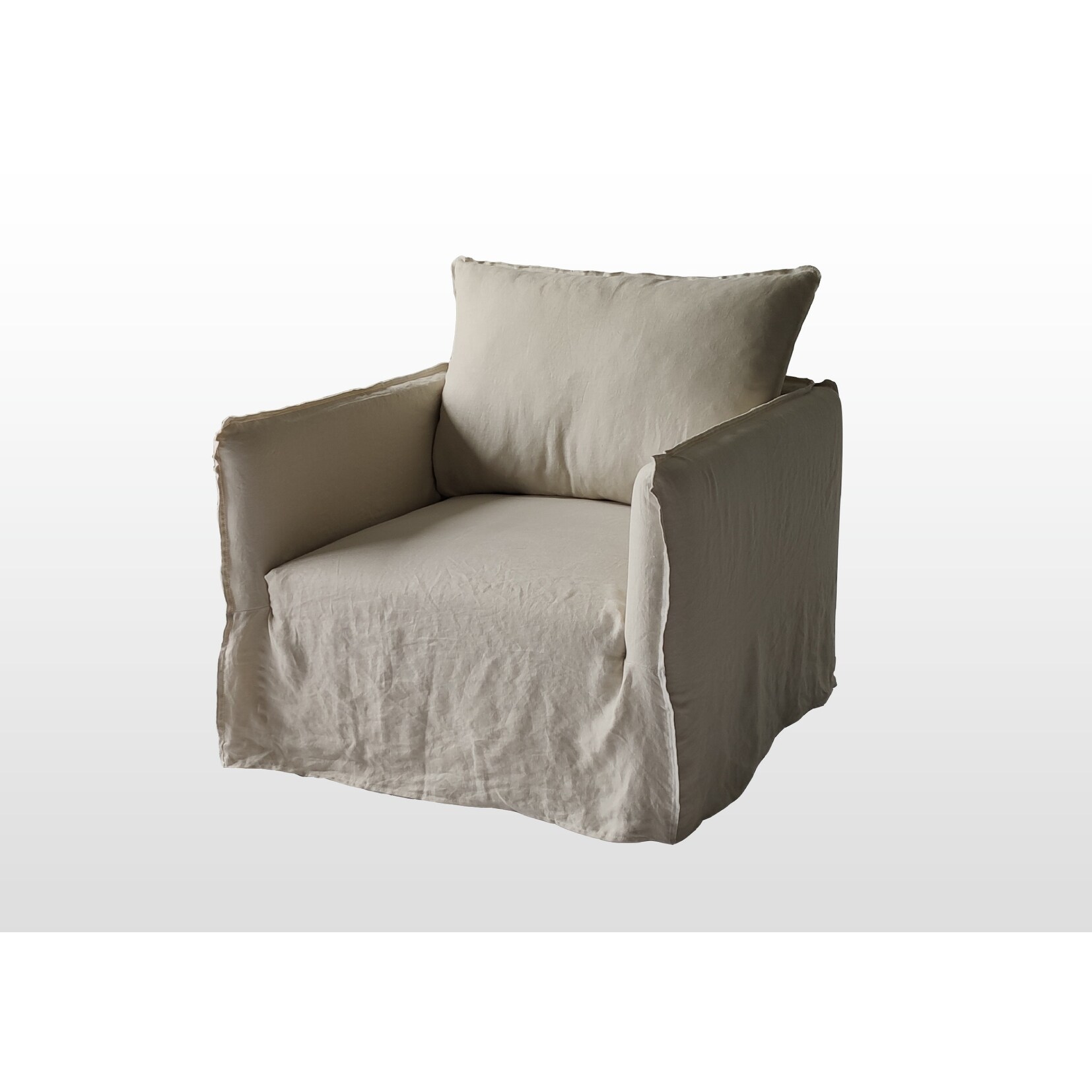 Naples Slipcovered Swivel Sofa Chair 38 Inch Long Light Beige Linen On Sale Overstock 31501617
