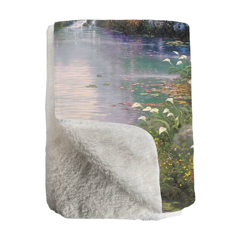 Thomas Kinkade The Garden of Prayer Sherpa Throw Blanket By Laural Home
