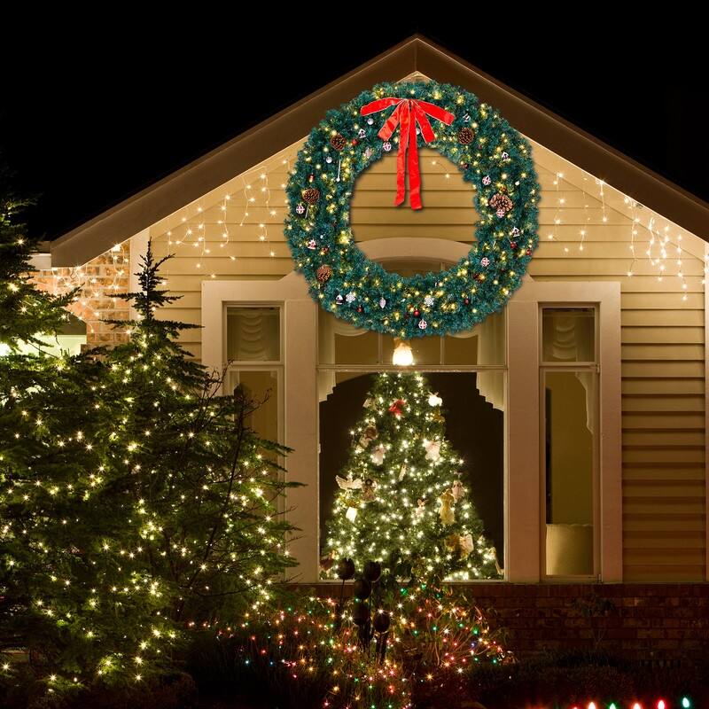 Green PVC Bow Decoration Garden Garland Decoration