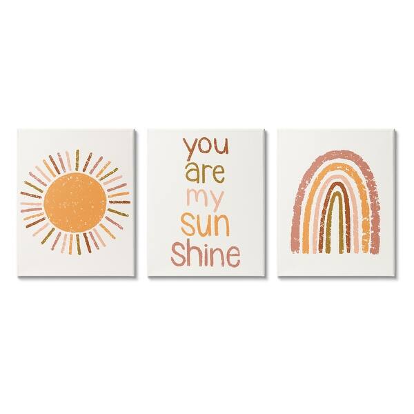 Stupell My Sunshine Rainbow Kids Inspirational Saying Text Design 3pc ...