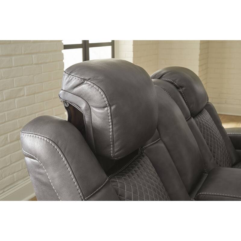 Signature Design by Ashley Fyne-Dyme Power Reclining Loveseat with Console - 74"W x 43"D x 43"H
