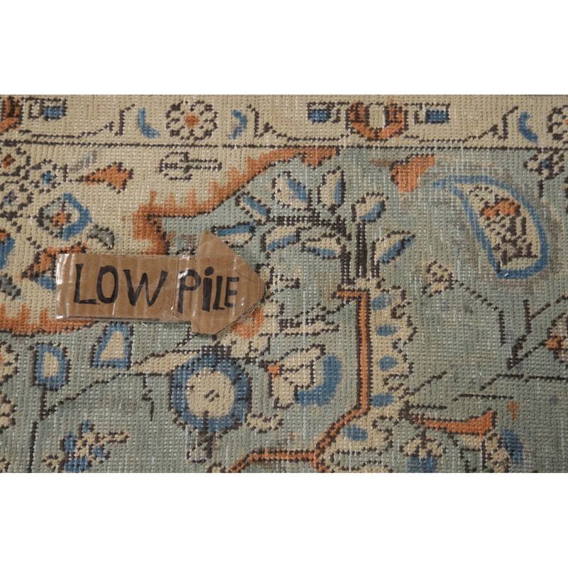 Light Blue Floral Tabriz Persian Area Rug Hand-Knotted Wool Carpet - 6'5"x 9'5"