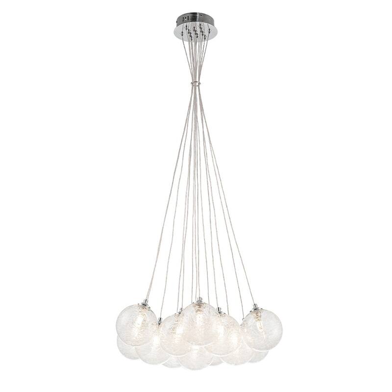 Chrome 13-Light Glass Globe Cluster Bubble Chandelier