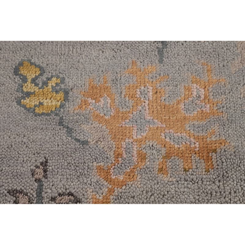 Gray Oushak Indian Area Rug Hand-Knotted Wool Carpet - 7'9"x 10'0"