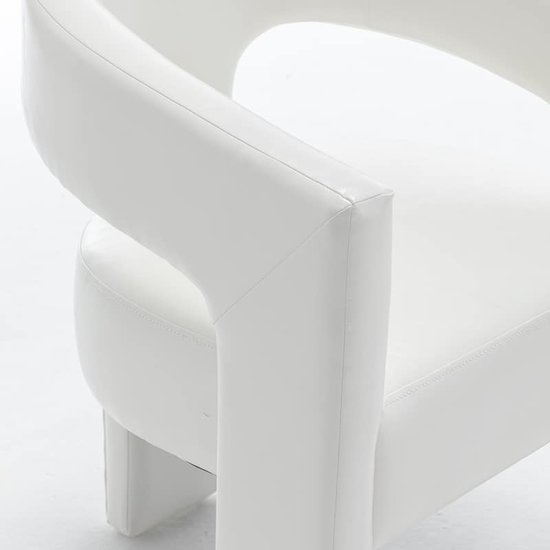 SEYNAR Modern Glam PU Leather Upholstered Dining Chair, Open-Back Accent Chair Set of 2