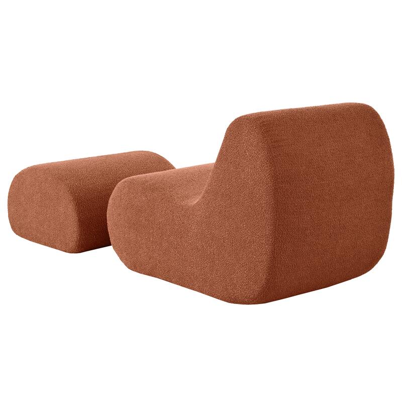 Elegant Accent Chair with Ottoman,Stylish Curved Design and Minimalist Lines for Ultimate Comfort, High-Resilience Foam