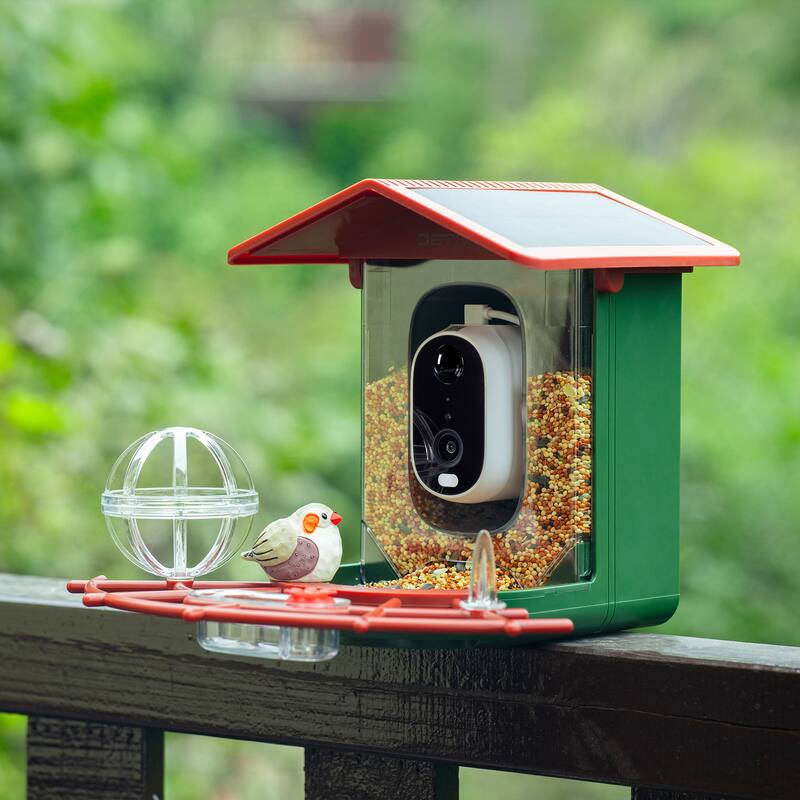 Smart Solar-Powered Bird Feeder with Camera, AI Recognition,144° Wide-Angle Lens and App