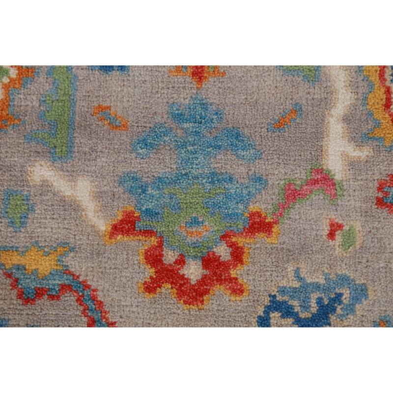 Gray Ivory Oushak Oriental Rug Handmade Wool Carpet - 2'7" x 6'0"