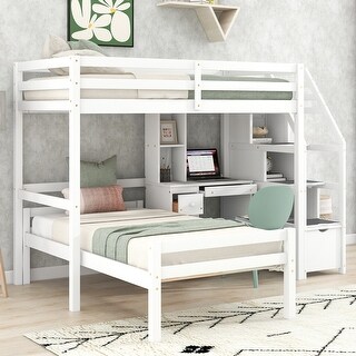 Loft Bed with Twin Stand-Alone Bed, Storage Staircase & Desk - Full Storage Solution